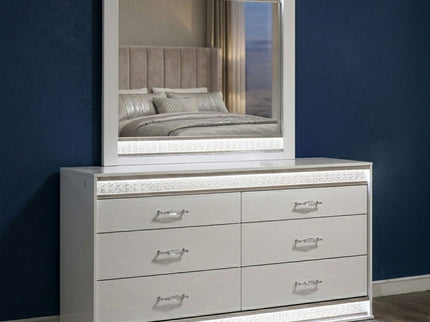 Glam - 6 Drawer Dresser With LED Lighting (Includes Dresser Only) - White