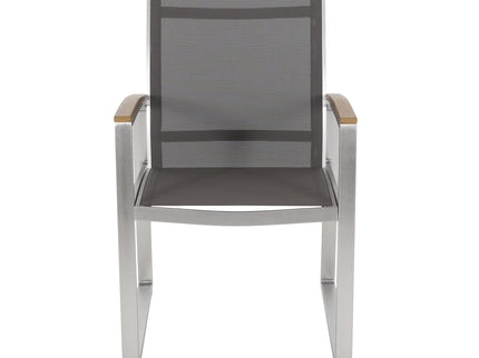 Poetic - Outdoor Dining Chair With Faux Wood Arms And Aluminum Frame (Set of 2) - Gray