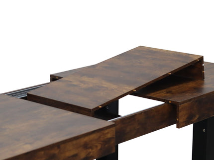 Extendable Dining Room Table For 6 8 10, Modern Farmhouse Wooden Kitchen Expanding Table, Long Large Expandable Dining Room Conference Table - Deep Rustic Brown