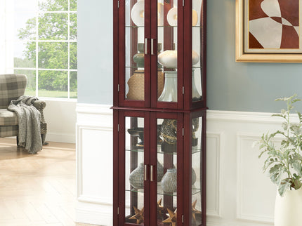 Curio Cabinet Lighted Curio Diapaly Cabinet With Adjustable Shelves And Mirrored Back Panel, Tempered Glass Doors (6 Tier), (E26 Light Bulb Not Included)