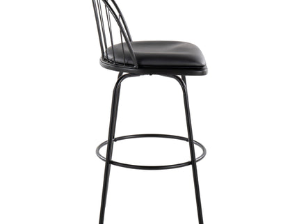 Riley - Claire Farmhouse Fixed Height Barstool With Swivel With Round Footrest (Set of 2)