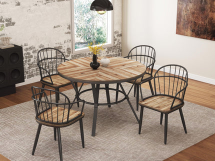 Modern Style Indoor Dining Round Table With Metal Legs - Light Birch