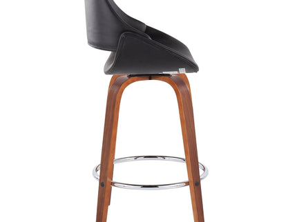 Fabrico - Mid Century Modern, Fixed Height Counter Stool With Round Footrest (Set of 2)