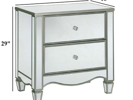 Nightstand With Mirror Panels - Silver