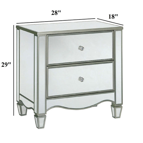 Nightstand With Mirror Panels - Silver
