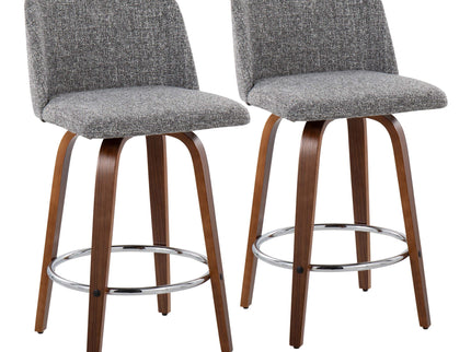Toriano - Mid-Century Modern Fixed Height Counter Stool With Round Footrest (Set of 2)