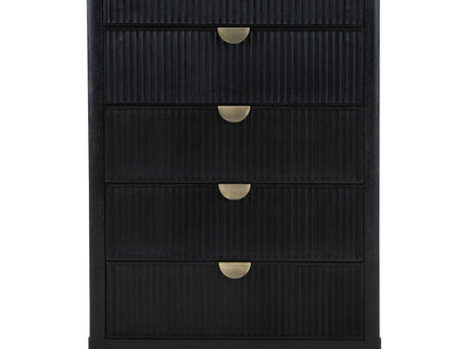 Mason - 5 Drawer Chest With Fluted Design - Black