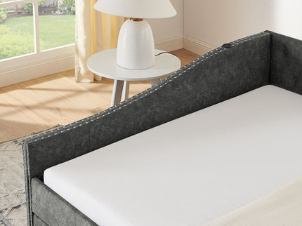 Upholstered Daybed With USB Charging & Pull Out Bed