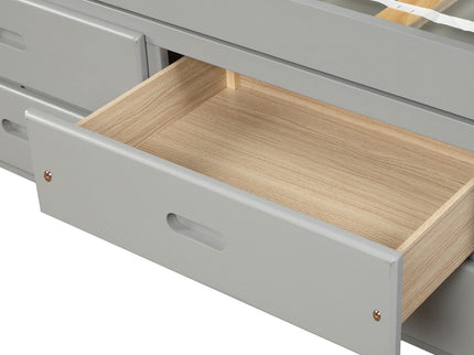 Platform Storage Bed Solid Wood Bed With 6 Drawers