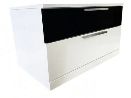 2 Drawer Nightstand, Bedside Table - White / Black