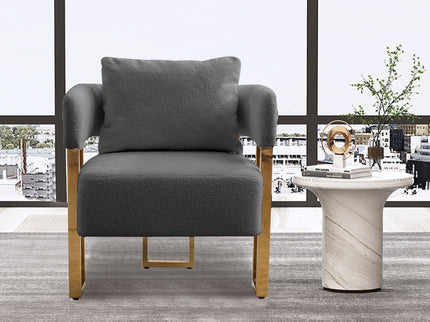 Modern Decorative Chair Teddy Fleece Upholstered And Metal Foot