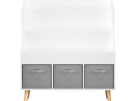 Bookshelf With 3 Bins, Storage Shelf For Toys And Books