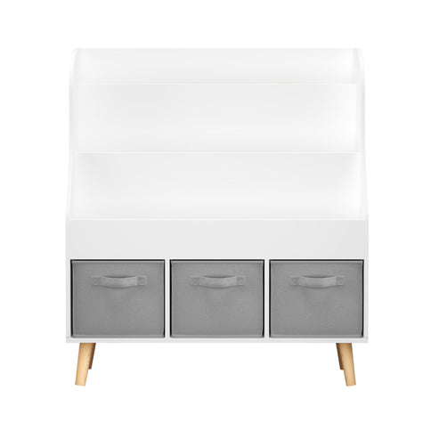 Bookshelf With 3 Bins, Storage Shelf For Toys And Books