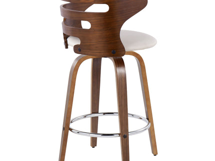 Cosini - Mid Century Modern Fixed Height Barstool With Swivel With Round Footrest (Set of 2)