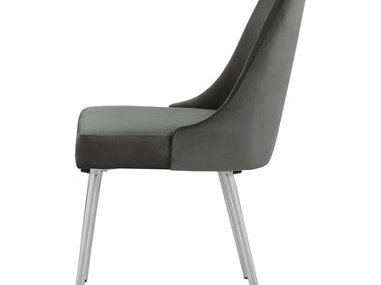 Padded Side Chair Of 2) With Upholstered Seat And Polished - Gray