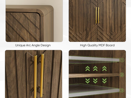 Sideboard Buffet Cabinet With Carved Doors And Adjustable Layer Board