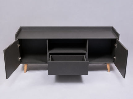TV Stand For TVs Up To 60" With Open Storage Shelf, 2 Doors, 1 Drawer And Cable Management