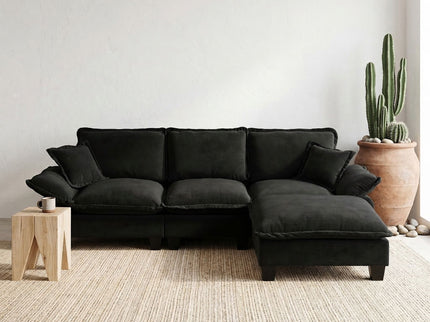 Modular Sectional Sofa With Movable Ottoman & Pillows