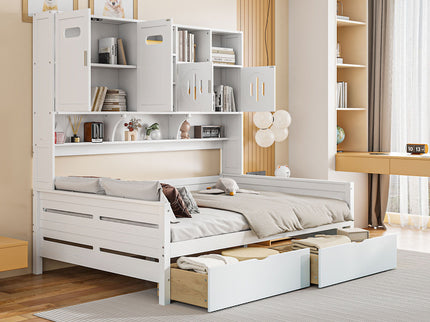 Daybed With All-In-One Cabinet And Shelf