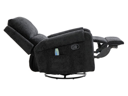 Manual Recliner Massage Chair With Swivel Rocker, 8 Massage Modes, Side Storage Pocket