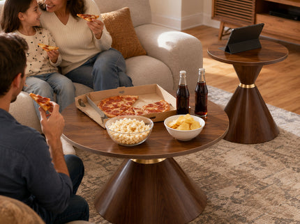 2 Piece Round Coffee Table Set For Living Room