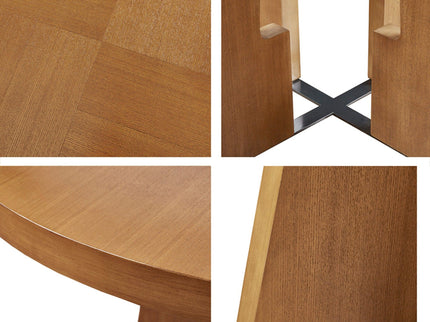 Round Dining Table With Pecan Wood Veneer - Walnut