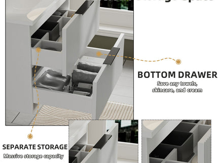 Modern Wall Mounted Floating Bathroom Vanity With Sink And Drawers