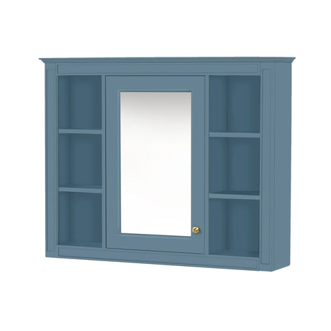 Wall Mounted Medicine Cabinet With Mirror, Storage Cabinet Featuring 6 Open Shelves And Adjustable Interior