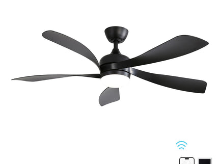 52" Low Profile Ceiling Fan With Remote Control Lights DC Motor For Patio Living Room - Black