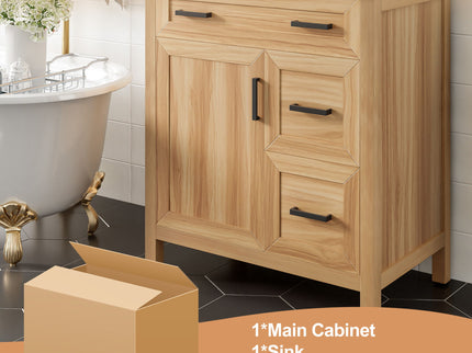 Bathroom Vanity With Sink, 2 Soft Close Drawers, 1 Soft Close Door, Adjustable Shelf