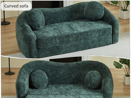 Curved Convertible Sofa, 2 In 1 Frameless Folding Sofa Bed With Pull Out Base And Deep Seat