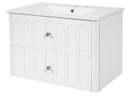 Floating Bathroom Vanity With Oval Knobs & Round Edge, Soft Close Drawer Slides