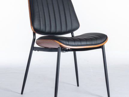 Dining Chairs (Set of 2) Mid-Century Modern Retro Chair With Walnut Bentwood Back Upholstered Seat Metal Legs Adjustable Foot For Kitchen Dining Room Chairs