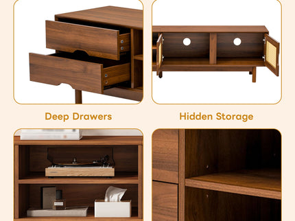 TV Stand For TVs Up To 85", Media Console With 2 Drawers - Walnut