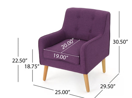 Modern Arm Chair With Tufted Back And Wooden Legs