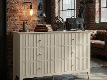 Modern 6 Drawer Fluted Dresser