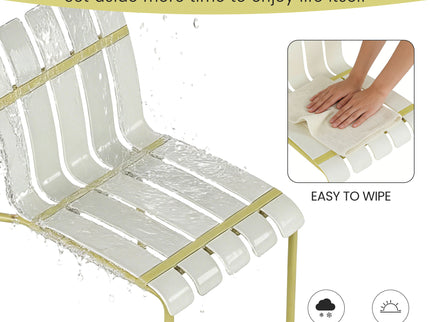 4 Piece Set Of Modern Color Block Designed Single Chairs With Long Table