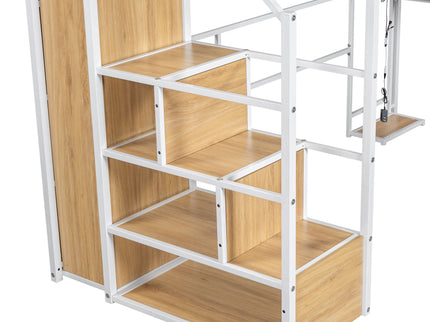 Loft Bed With Built In Work Station, Wardrobe, Storage Staircase And LED