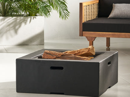 Outdoor Square Mgo Wood Burning Fire Pit - Dark Gray