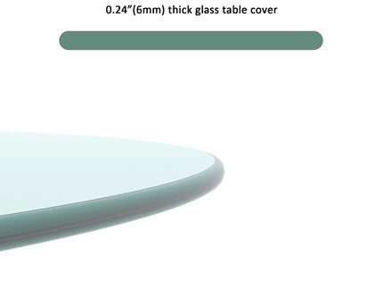 20" Round Tempered Glass Table Top Clear Glass 1 / 4" Thick Round Polished Edge - Transparent