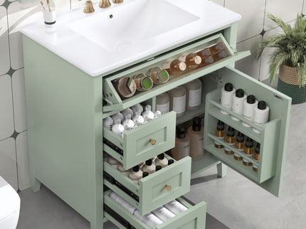 Modern Bathroom Vanity With Sink, 3 Drawers And Adjustable Shelf