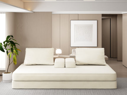 Multifunctional Convertible Sofa Bed With 2 Tumbler Backrests And 2 Pillows, Deep Seat Couch