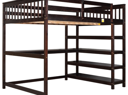 Loft Bed With Storage Shelves And Under Bed Desk