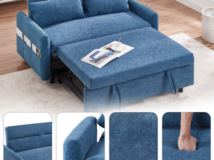 Pull Out Sleep Sofa Bed Loveseats Sofa Couch With Adjsutable Backrest, Storage Pockets, 2 Soft Pillows, USB Ports For Living Room, Bedroom, Apartment, Office