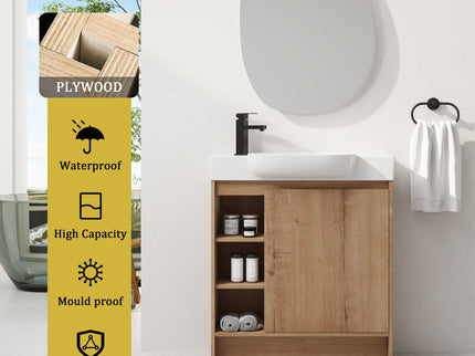 Sleek Design Freestanding Bathroom Vanity With Sink, Soft Close Door