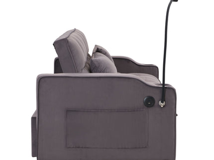Modern Loveseat Futon Sofa With Pullout Bed, Adjustable Reclining Backrest, Toss Pillows