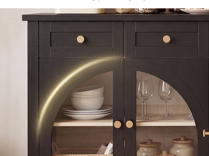 Sideboard Cabinet With 4 Drawers And 4 Arched Glass Doors