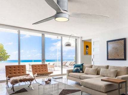 52" 18W LED Ceiling Fan With Dimmable 6 Speed Remote 3 Blade Reversible DC Motor For Living Room - Silver