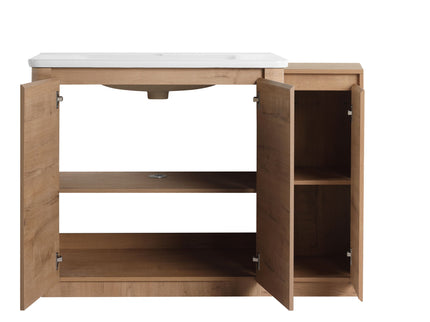 Freestanding Bathroom Vanity With Sink, 1 Small Storage Cabinet, Soft Close Door