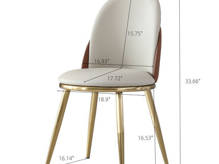 Modern Dining Chairs (Set of 2) With Gold Metal Legs - Beige